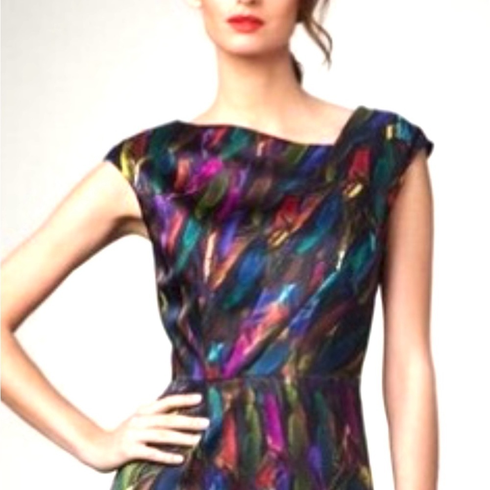 Milly of New York silk top  with feather design  size 6 multicolour